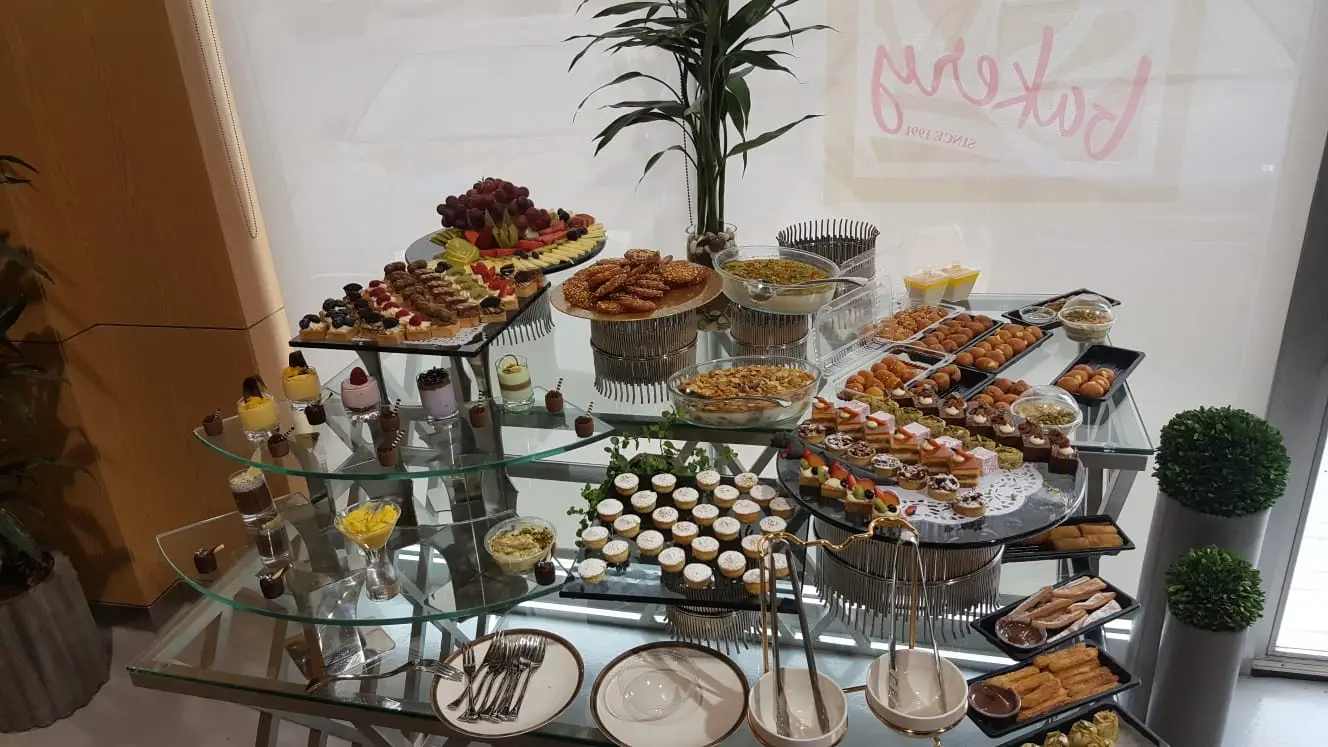 Large catered buffet and dessert display